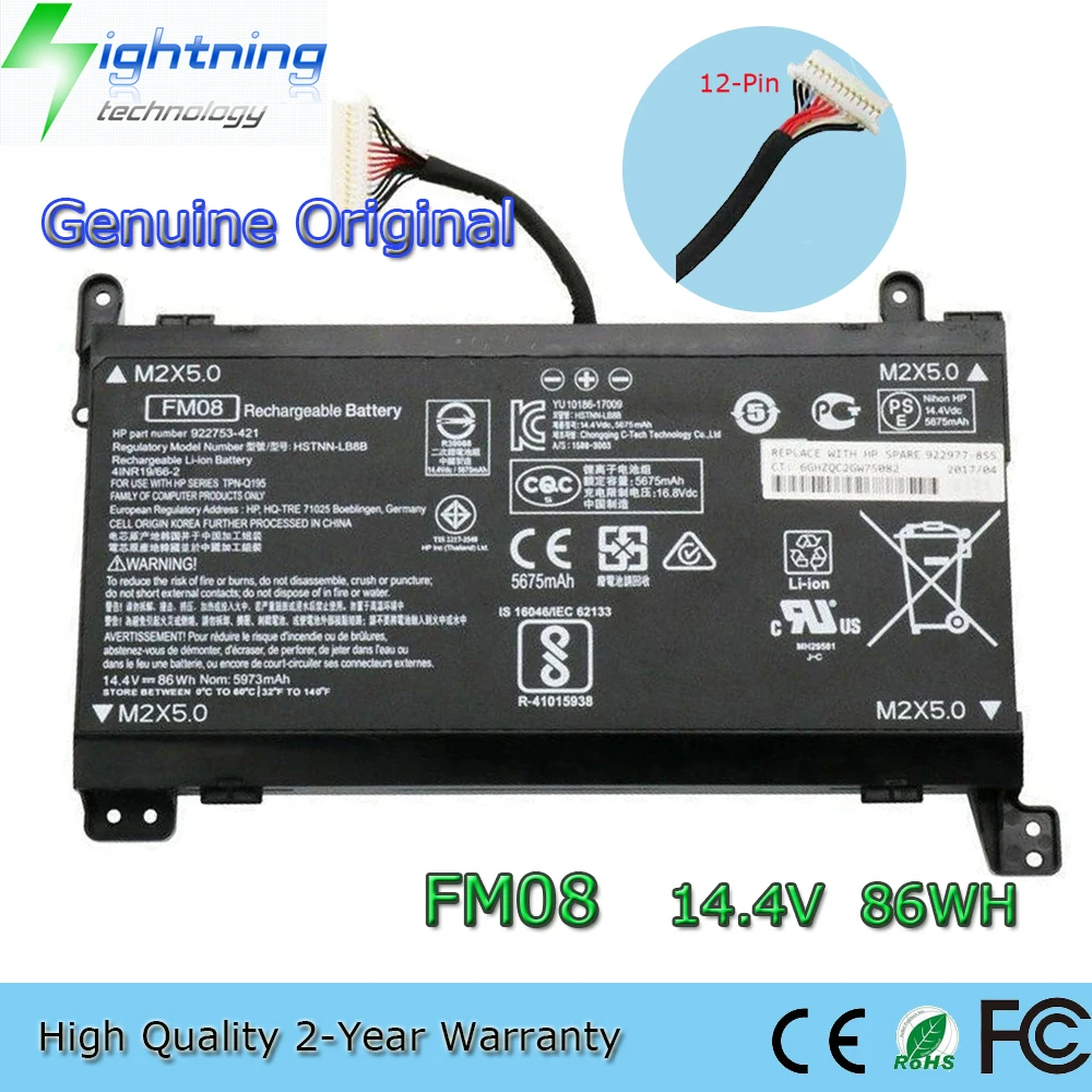 

New Genuine Original FM08 14.4V 86Wh Laptop Battery for HP Omen 17-AN014NG 17-AN012DX 17-AN041NG 922753-421 922976-855