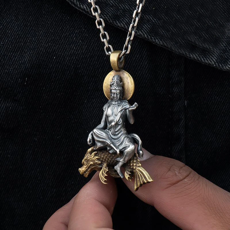 Новый ретро Будда Подвеска Серебряное ожерелье Зодиак Авалокитешвара Большой день Татхагата Мужские и Женские ювелирные аксессуары.