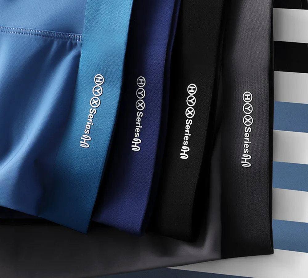 3-piece combination men's boyshort seamless thin solid color men's seamless ice silk waist boxers in summer with high quality.