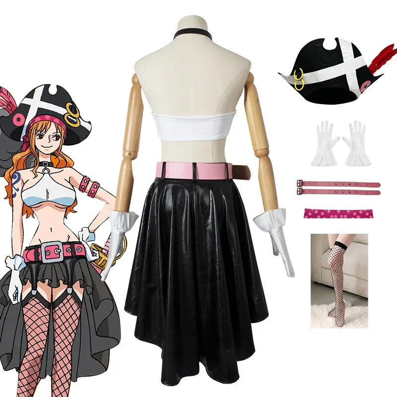 

Anime ONE PIECE FILM RED Nami Full Set Battle Uniform for Women Girl Halloween Party Cosplay Costume Comic Con Role Play Cloth