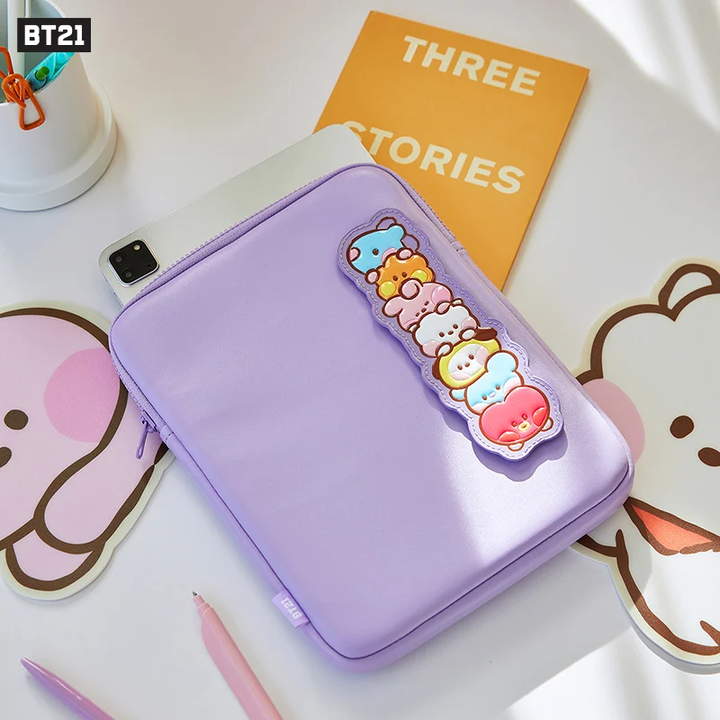 

Original Anime Peripherals Bt21 Minini Series Computer Flat Storage Bag Girl Heart Ipad Storage Bag Kawai Girl's Holiday Gift