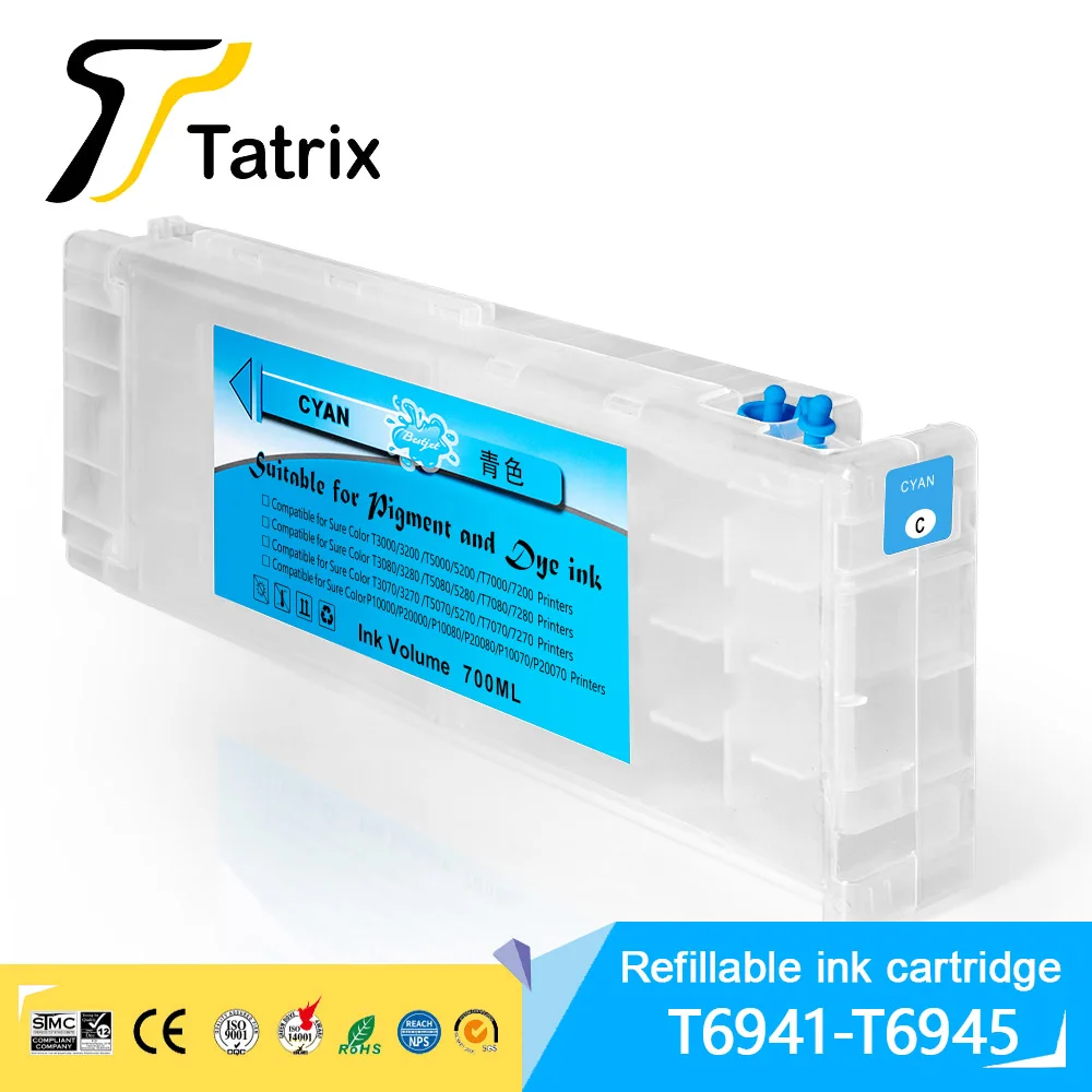 Tatrix T6941-T6945 Многоразовый картридж для Epson Sure Color T3200 T5200 T7200 T3270 T5270 T7270 T3000 T5000 T7000 T3070
