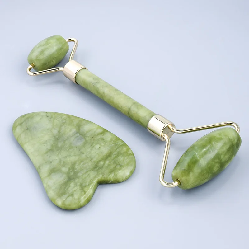 

Facial Massage Roller Guasha Scraping Board Set Double Heads Jade Stone Face Massager Lift Body Slim Neck Face Lifting