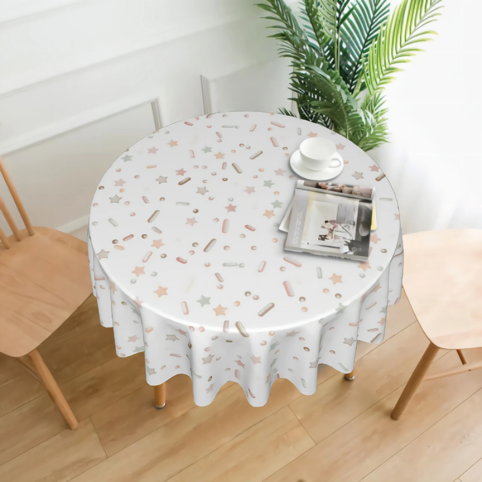 

Ice Cream Round Tablecloth 60 Inch Colorful Confectionery Table Cover with Waterproof Wrinkle Resistant for Indoor Outdoor