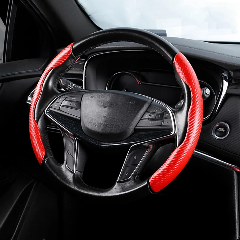 

Separated Half Carbon Fiber Car Steering Wheel Cover Non-Slip Steering Cover Protector Anti Dust Washable Interior Accessories