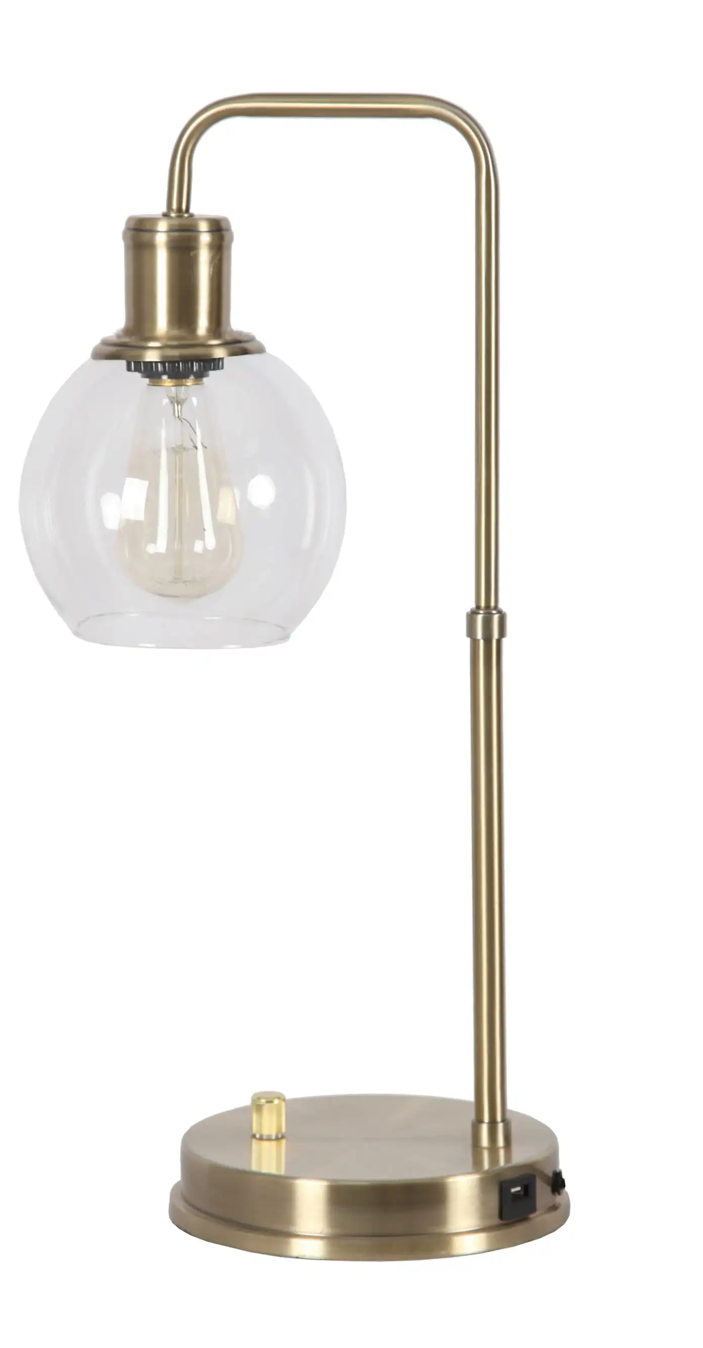 

Gold Desk Lamp with USB - Metal Finish - Glass Shade