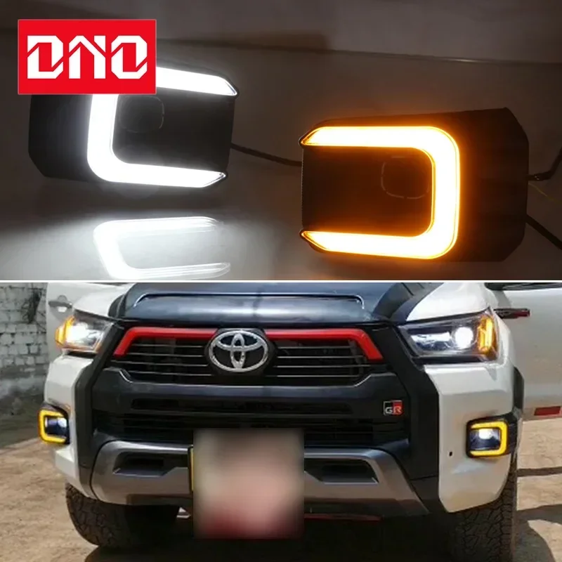 Дневные ходовые огни для Toyota Hilux Revo Recco 2020 2021 желтые Автомобильные дневные