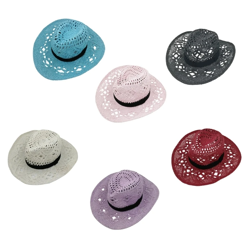 

Летняя Пляжная ковбойская шляпа в западном стиле, ковбойская соломенная шляпа для защиты от солнца, для спорта на открытом воздухе