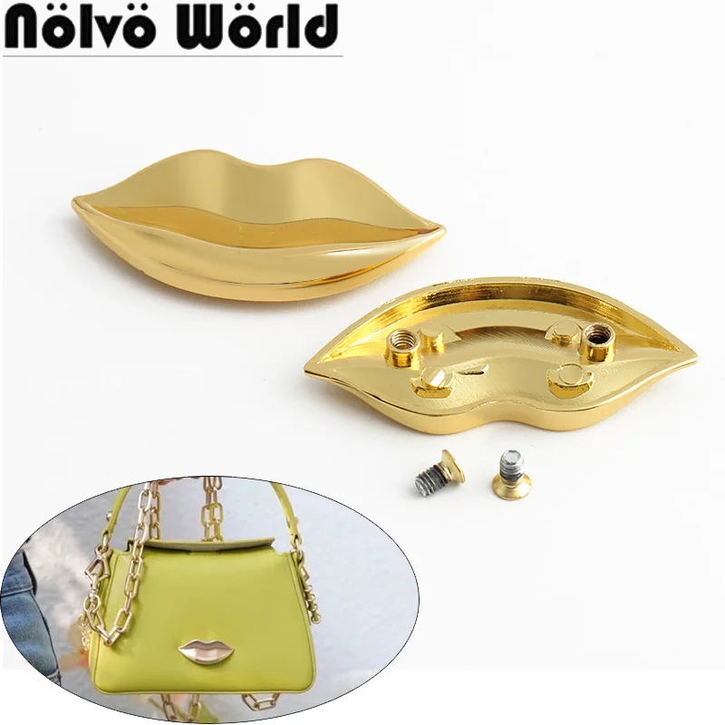 

5-10-30PCS K Gold Metal Kiss Lips Shape Lock For Bag Handbag Purse Clasp Pad Lock Buckles DIY Leather Craft Hardware Accessories