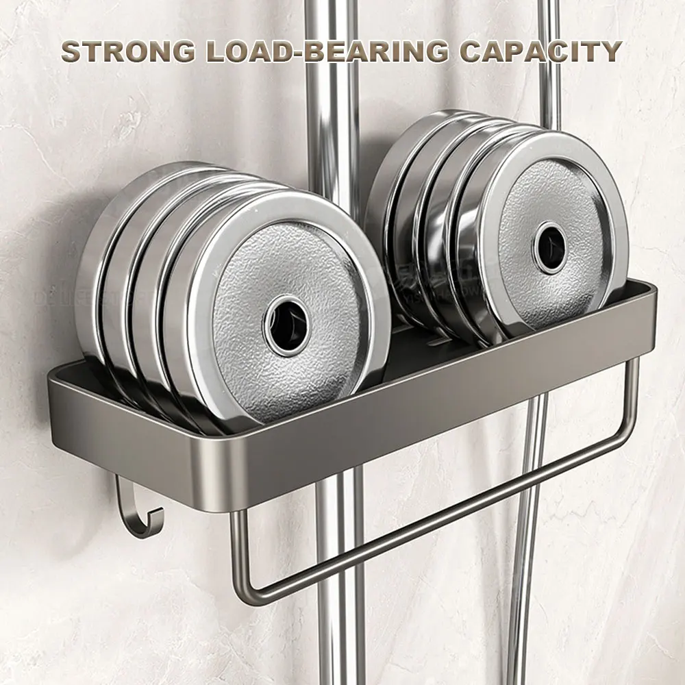 Двухъярусная настенная полка для ванной комнаты. Сверление не требуется.