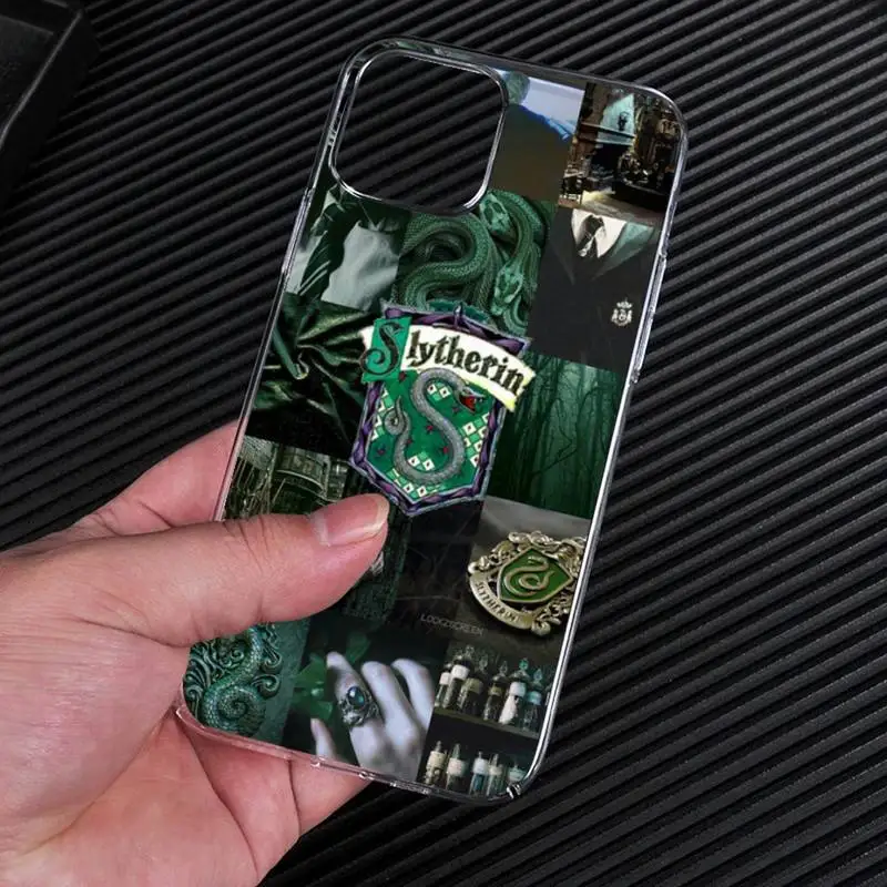 Прозрачный чехол для телефона Harries Slytherin с символом Хогвартса iphone 13 12 11 Pro Max Mini XS 8 7