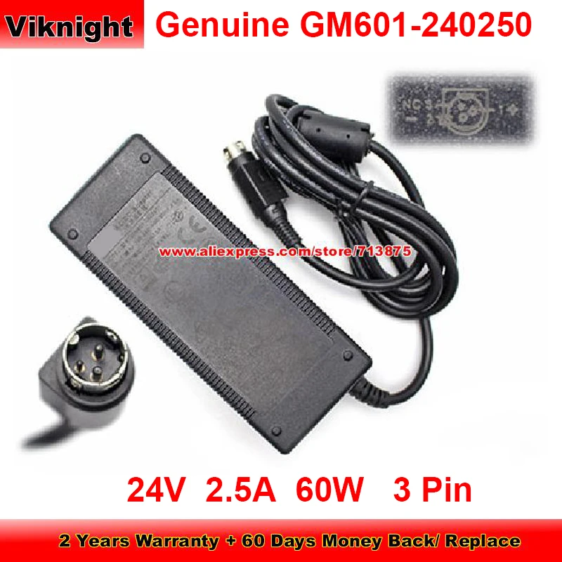 

Genuine GM601-240250 AC Adapter 24V 2.5A 60W Charger for GVE GM60-240200-F Round With 3 Pins Power Supply