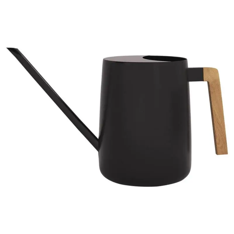 

Watering Can Matte Black Color Stainless Steel 35oz Long Spout Small Watering Can With Wooden Handle For Indoor Outdoor Plants