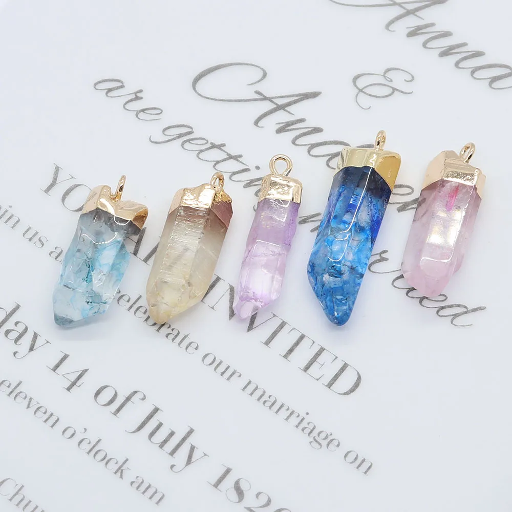 

Natural Stone Pendants Reiki Irregular Crystal Charms for Jewelry Making DIY Necklace Earring Charms Quartz Accessories 6 Colors