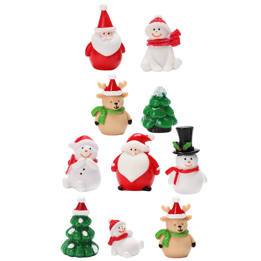 

Christmas Figurines Miniature Figures Ornament Resindecorations Mini Toppers Tree Cake Santagarden