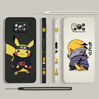 pikachu cute anime for xiaomi poco x3 nfc f3 gt m4 m3 m2 pro c3 x2 11 ultra silicone liquid left rope phone case fundas coque