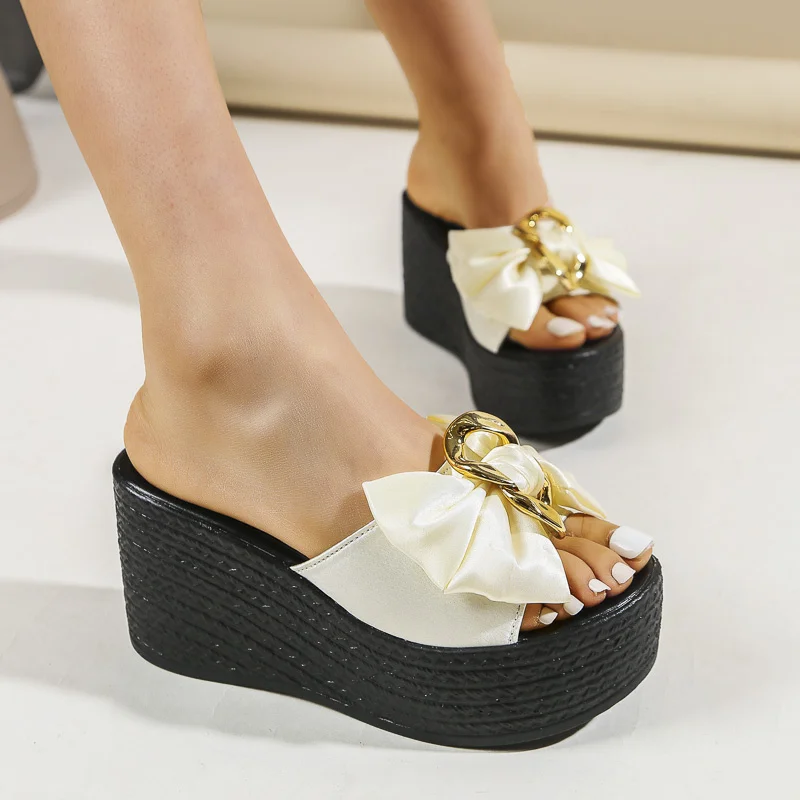 Ladies Shoes on Sale 2023 High Quality Basic Women's Slippers Summer Casual Slippers Women Bow Tie Ladies Slippers Zapatillas