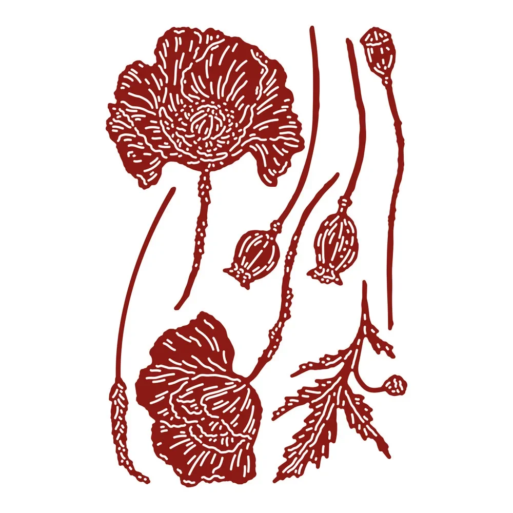 Металлические Вырубные штампы с маленьким маком зеркальное украшение шаблон для