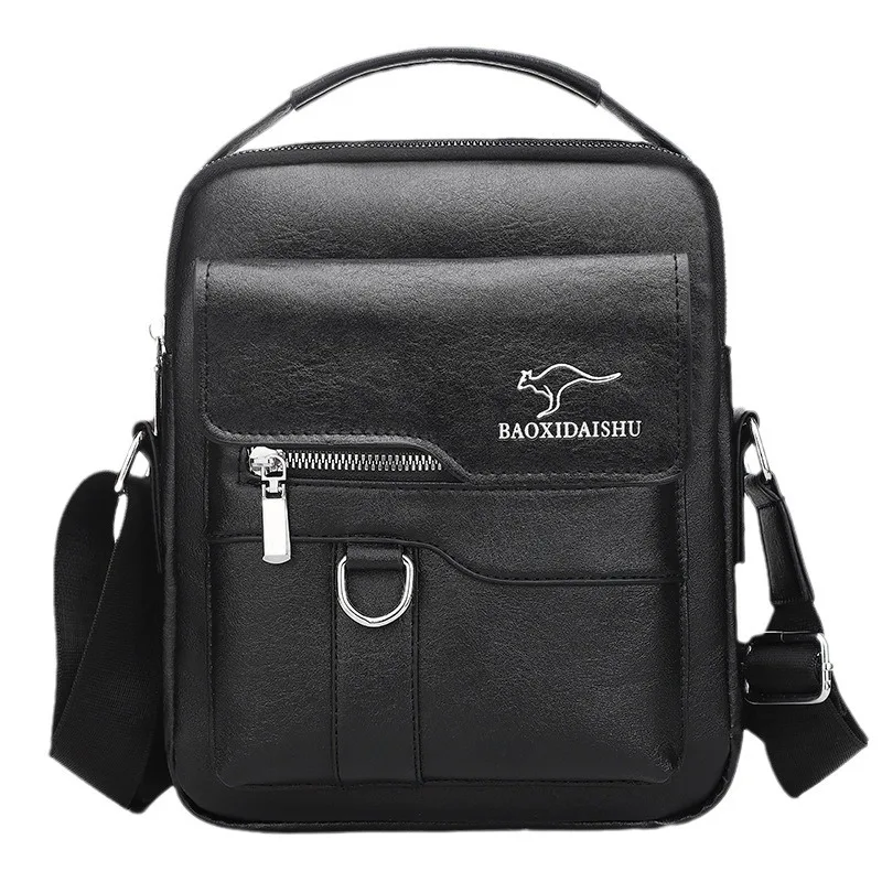 Мужская кожаная сумка-кенгуру через плечо