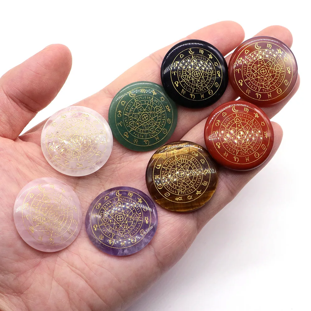 30 мм круглая форма волшебный круг чакра энергия гравировка символы натуральный