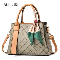 acelure large capacity middle aged single shoulder messenger bag new fashion printed women handbags pu leather female purse tote