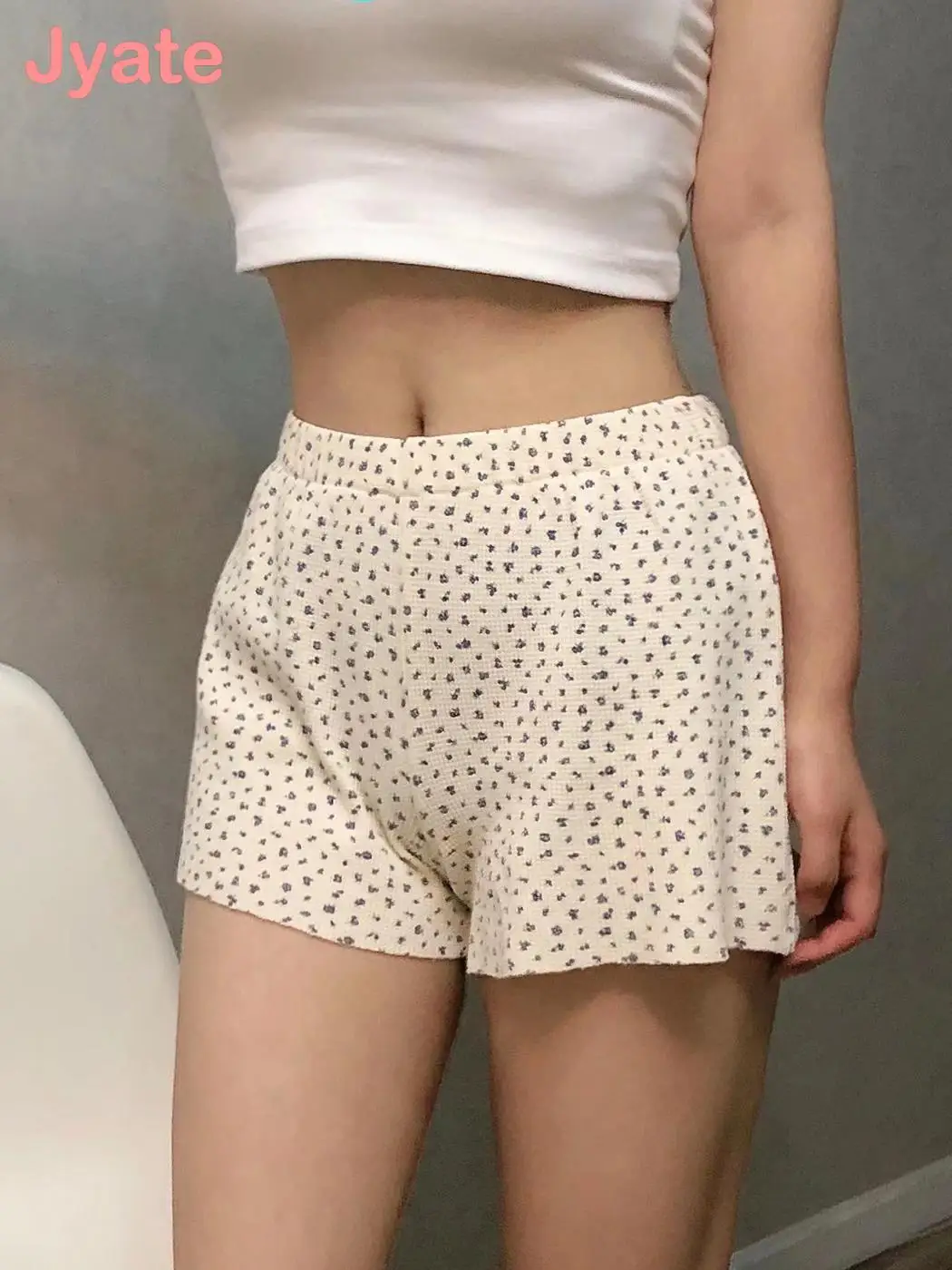 Jyate Women Floral Print Cotton Shorts 2022 Summer Streetwear Casual High Waist Short Bottoms Female Sweet Cute Y2k Shorts Chic