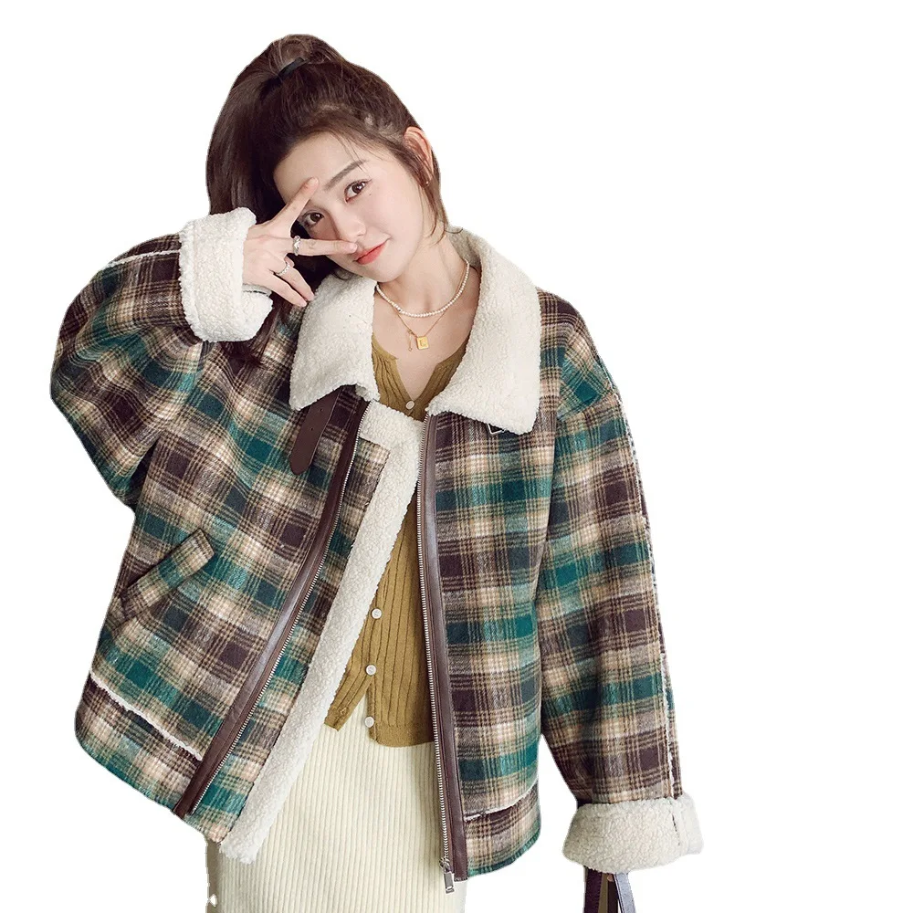 Winter Lamb Wool Coat Versatile Cashmere Short Coat Women