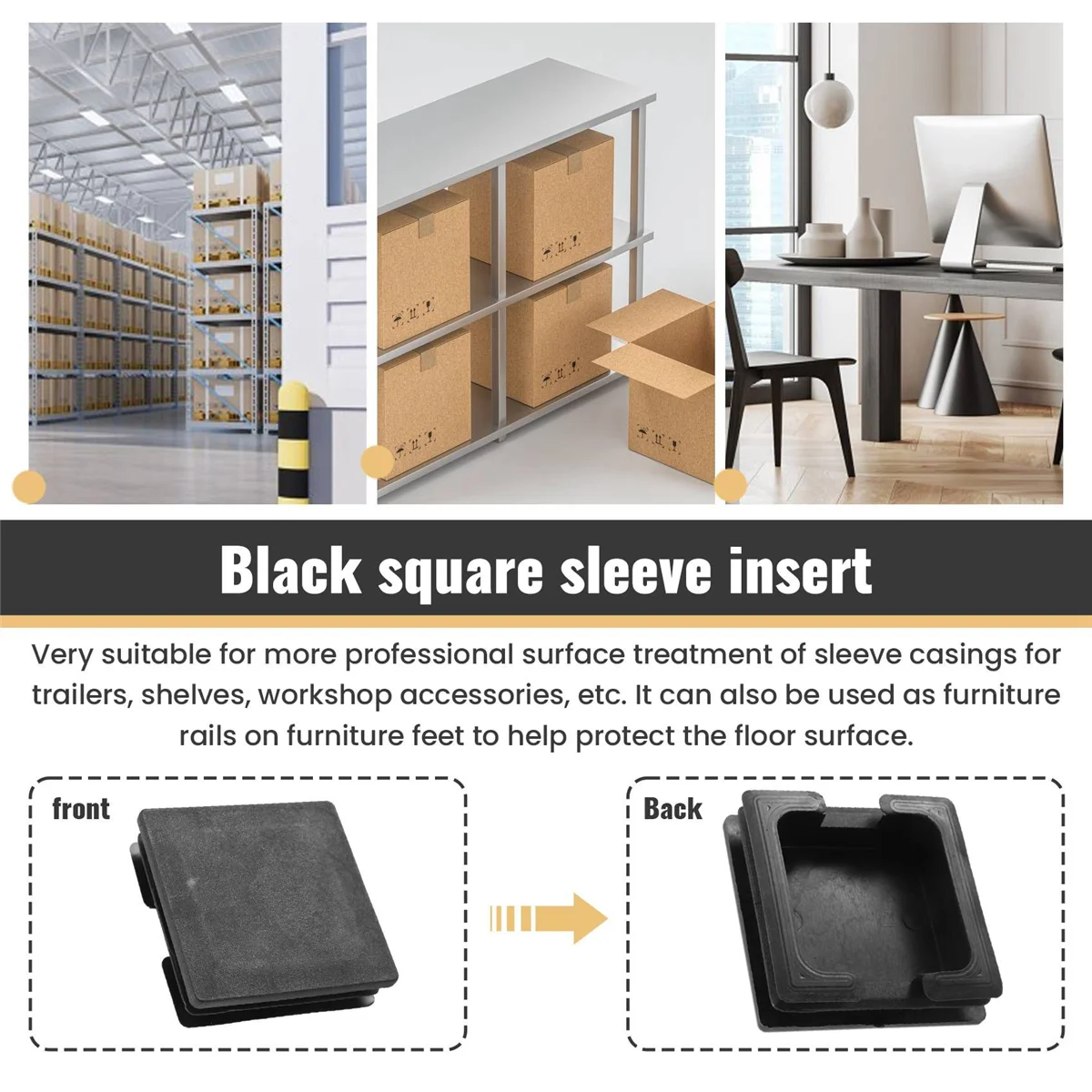 Пластиковые квадратные колпачки 75 мм x вставки для труб торцевая заглушка 2 шт.