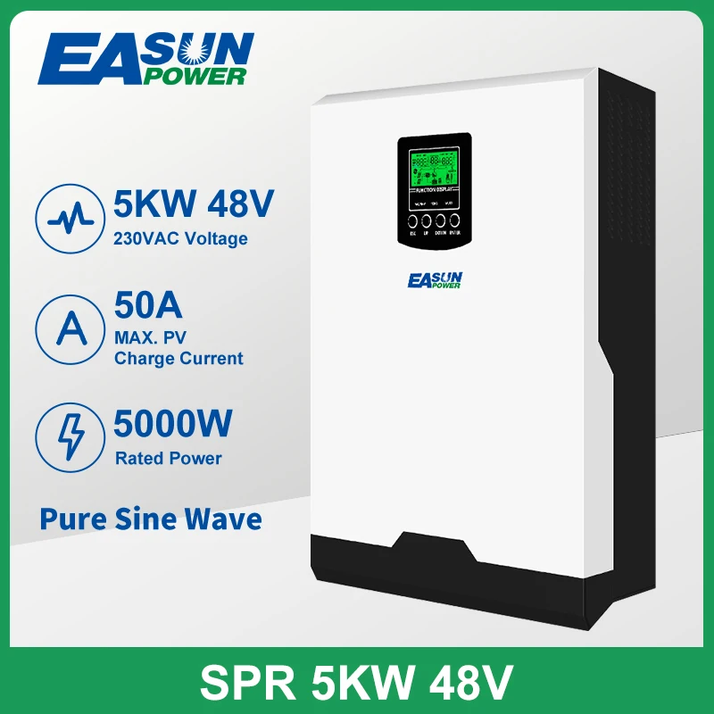 

EASUN POWER 5000W PWM 48V 105VDC Solar Charge Controller 220VAC Output Pure Sine Wave 50A Solar Inverter With 60A AC Charge