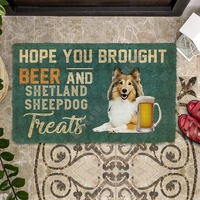 hope you brought beer and shetland sheepdog treats doormat 3d print non slip door floor mats decor porch doormat love dogs gift