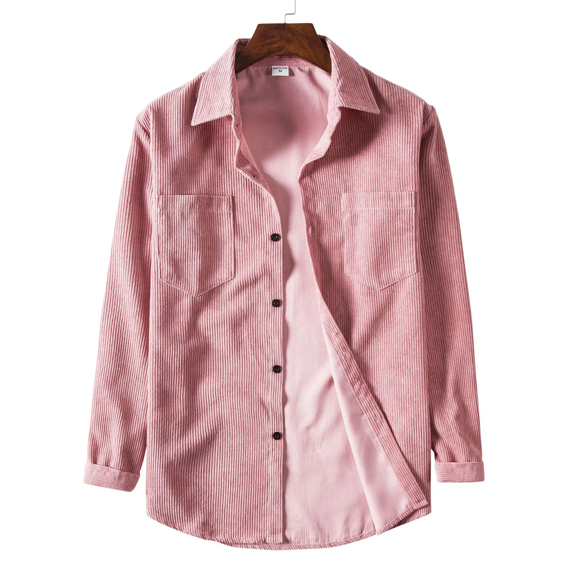 PARKLEES Vintage Warm Corduroy Mens Shirt Casual Long Sleeve Turn-down Collar Button Up Warm Jackets Shirts Chemise Homme Spring