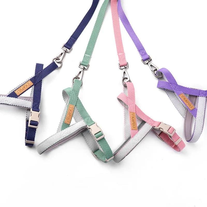 

Fashion Nylon Dog Harness Leash Set Colorful Lead Traction Rope Walking For Small Puppy Pet Luxury Vest Chest collar Accessories