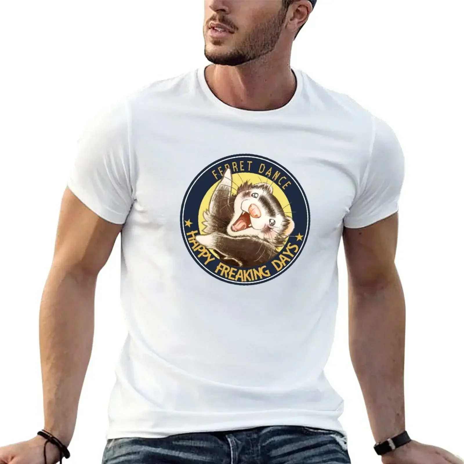 FERRET DANCE　Happy freaking days T-Shirt plus sizes graphic t shirt vintage heavyweights size tops for men
