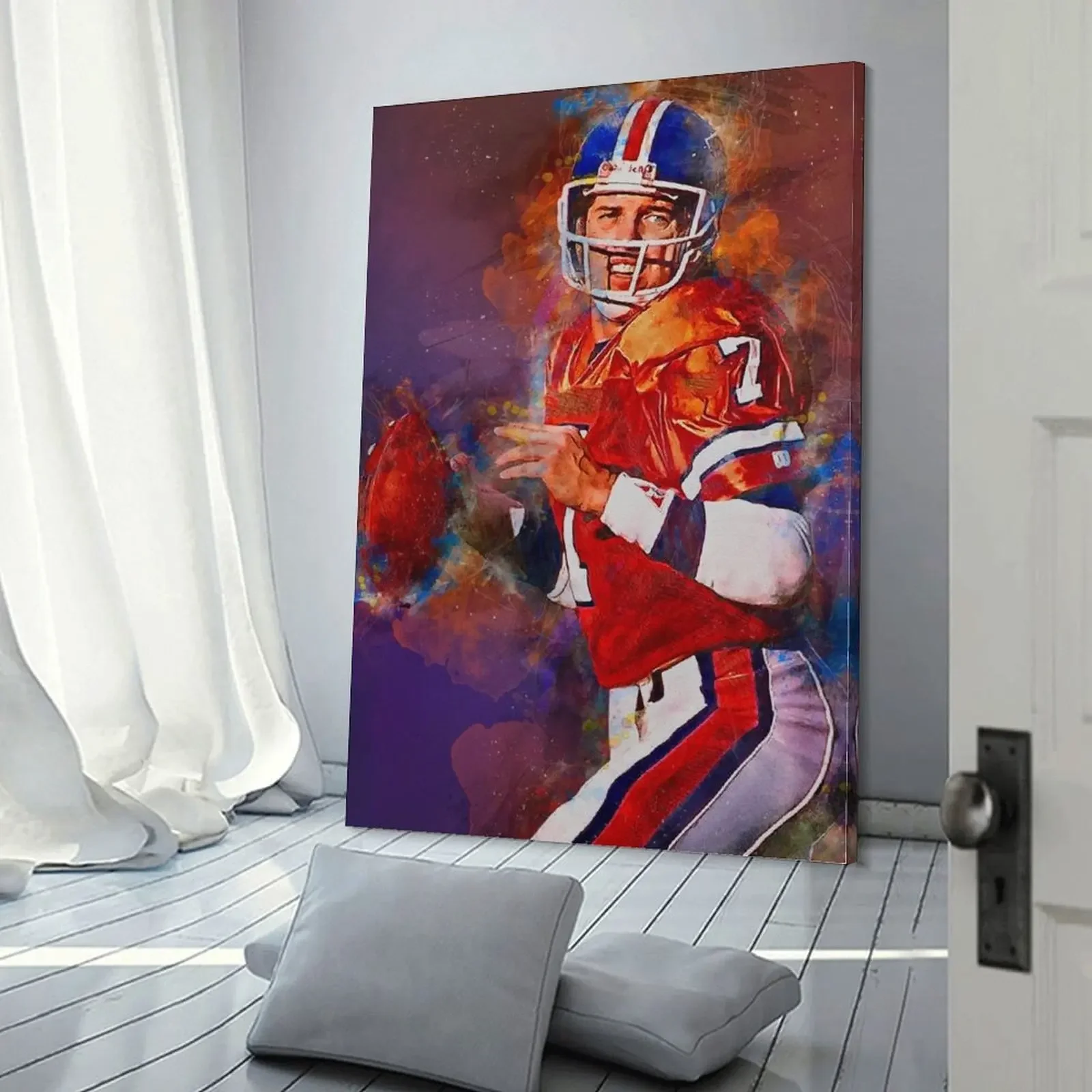 Elway Broncos смешанная среда холст картина на стене плакат аниме украшение