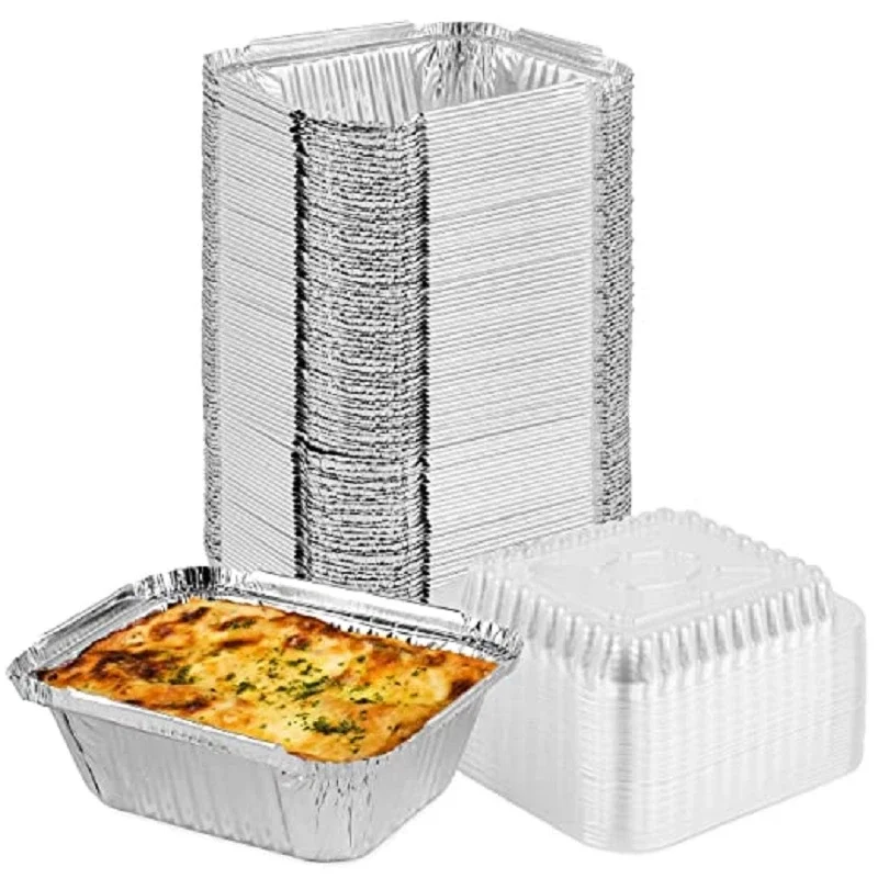 

10/50 PCS 680ML Disposable Tray Foil with Lid Lunch Takeaway Box Aluminum Takeaway Tray Air Fryer Food Contain BOX Take Out Box