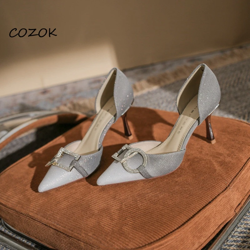 

Женские туфли с кристаллами для вечеринки, повседневные модные новые элегантные женские туфли на высоком каблуке, 2022