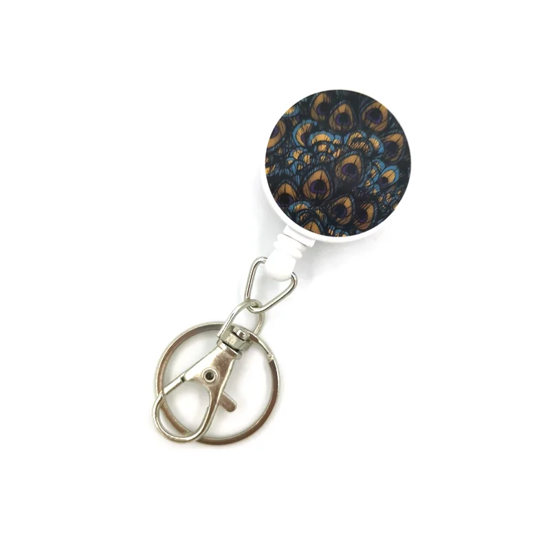 

Vintage Feathers Cartoon Retractable Badge Reel Lanyard Nurse ID Business Credit Card Work Card Badge Holder Office Student Clip