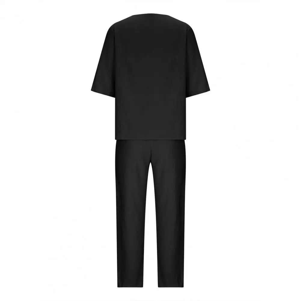 

Women Pants Set Soft Breathable Lady Set V Neck T-shirt Wide Leg Pants with Irregular Hem Pockets Loose Stylish Womentwo-piece