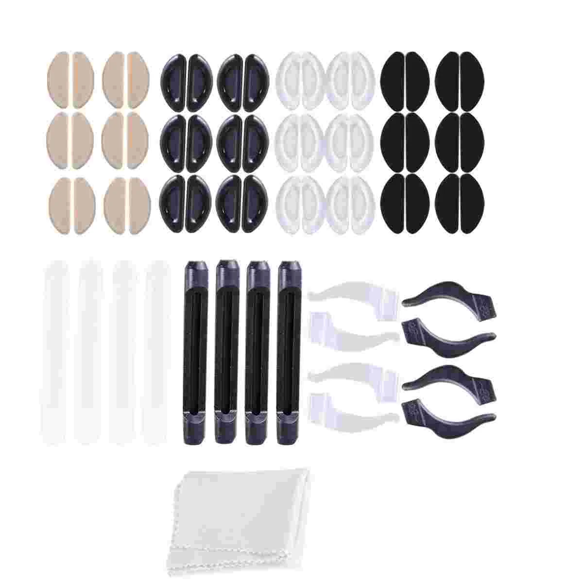 

37 шт. силиконовые фиксаторы для очков, ушные крючки, наконечники для дужек очков, носоупоры и салфетка для очистки, набор для очков, спорта