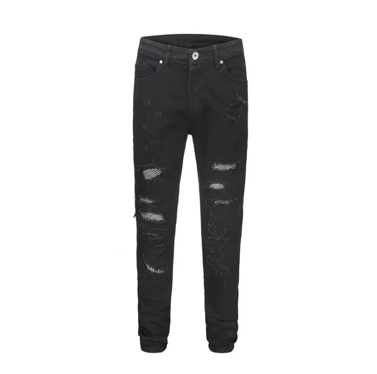 

Men's Jeans Male Elasticity Rhinestone Splash Ink Fashion Men Casual Trousers Tight Hole