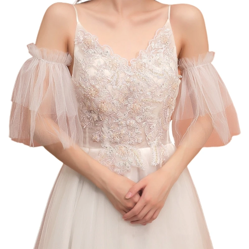 

White Detachable Sleeves Wedding Arm Cover Decorate Skin-friendly Long Sleeves Puff Sleeve Photoshoot Decor for Woman