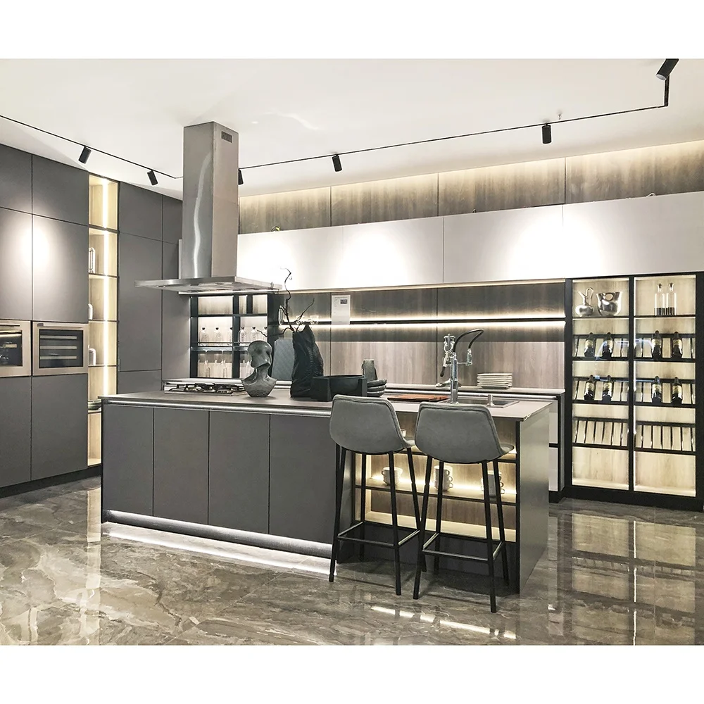 

PA luxury design PVC modern modular kitchen furniture