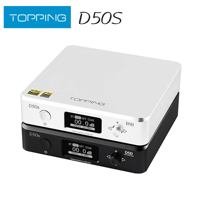 TOPPING-Decodificador de audio, máquina para decodificar sonido y música Hi-Fi ,con bluetooth 5,0, frecuencia LDAC D50 DSD512 de 32 bits, 768KHz de alta resolución, modelo D50s ES9038Q2M