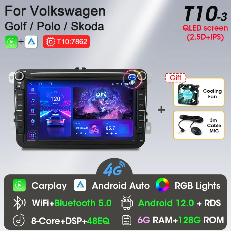 

Srnubi Автомагнитола Android 12 для Volkswagen VW Polo Golf Passat B6 B7 Skoda Jetta мультимедийный плеер 2din Carplay GPS аудио стерео