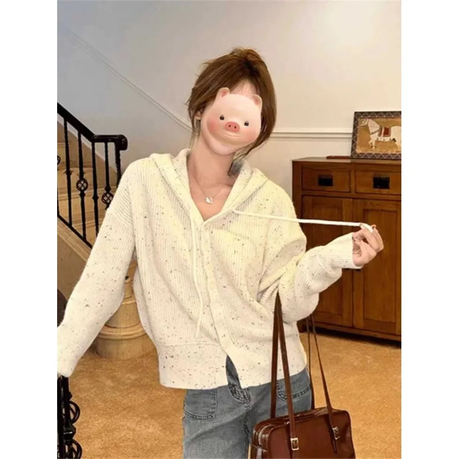 Корейская серия нежный универсальный изящный свитер с капюшоном женский зимний