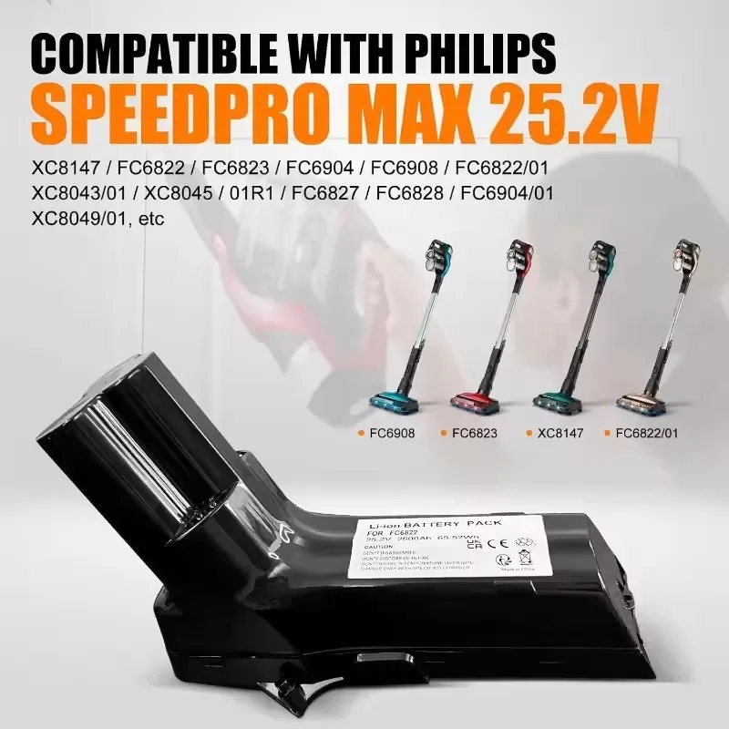 Сменный аккумулятор 25 2 В для беспроводного пылесоса Philips SpeedPro Max Aqua Stick XC8055/01 XC8045/01