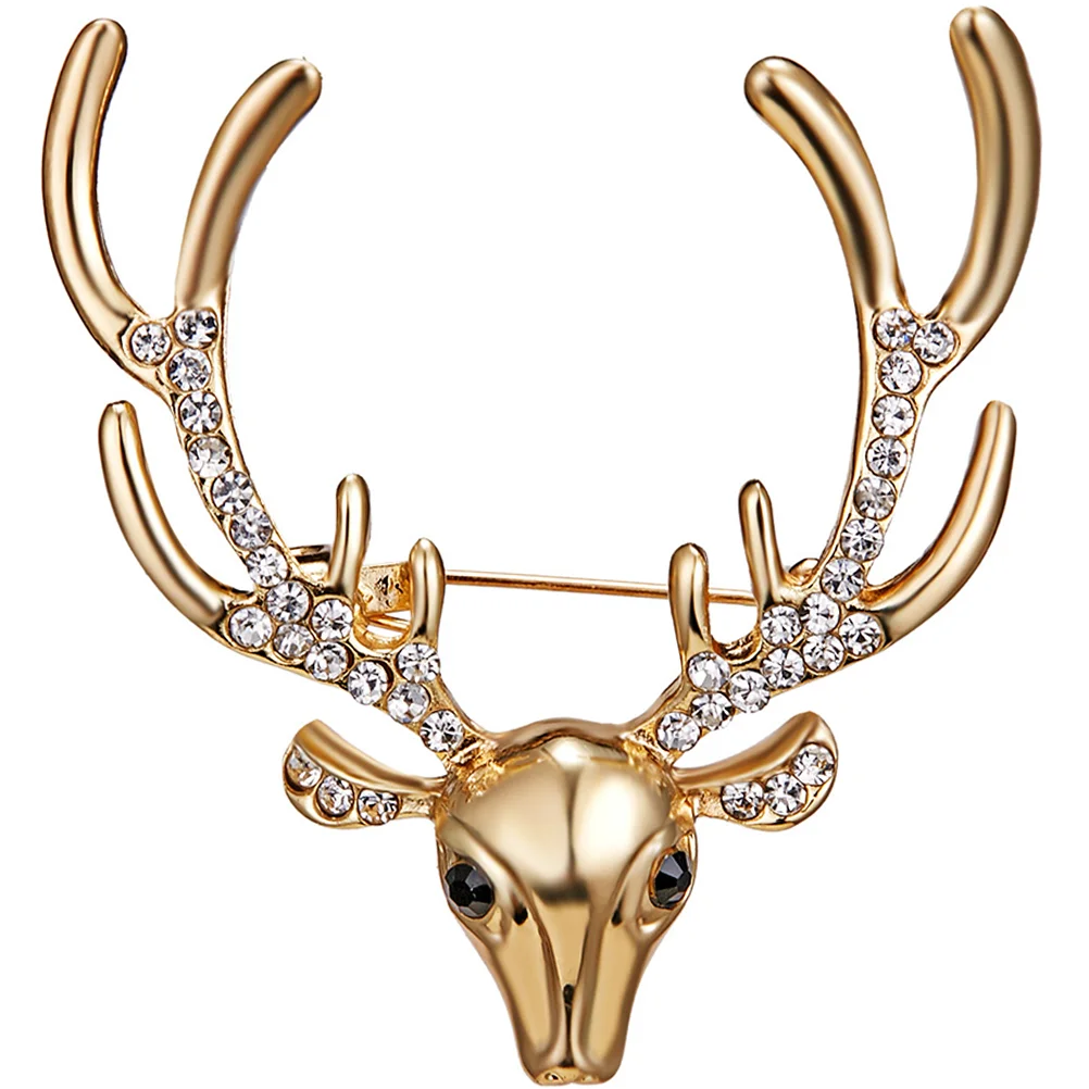 

Brooch Pin Christmas Clothesclothing Elk Lapel Suit Antlers Rhinestone Head Deer Brooches Badge Crystal Men Decorative Sweater