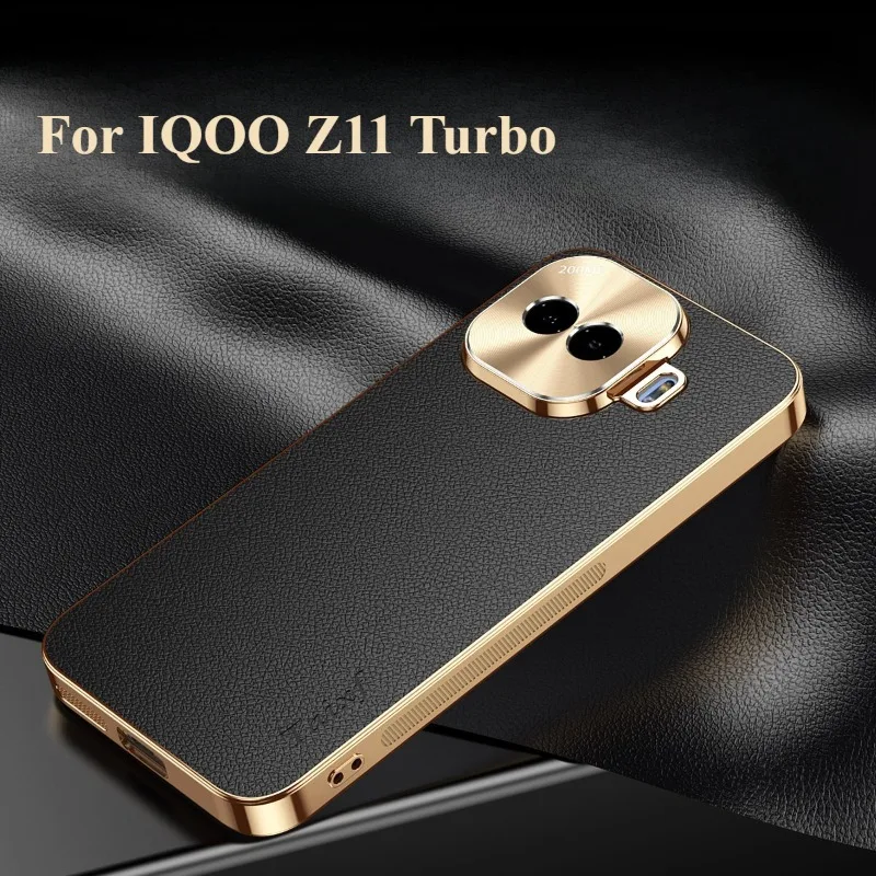 Фото Чехол для Vivo IQOO Z11 Turbo с покрытием из искусственной кожи, текстурой личи, противоударный, с защитой объектива, для iqoo Z11Turbo, бампер №1