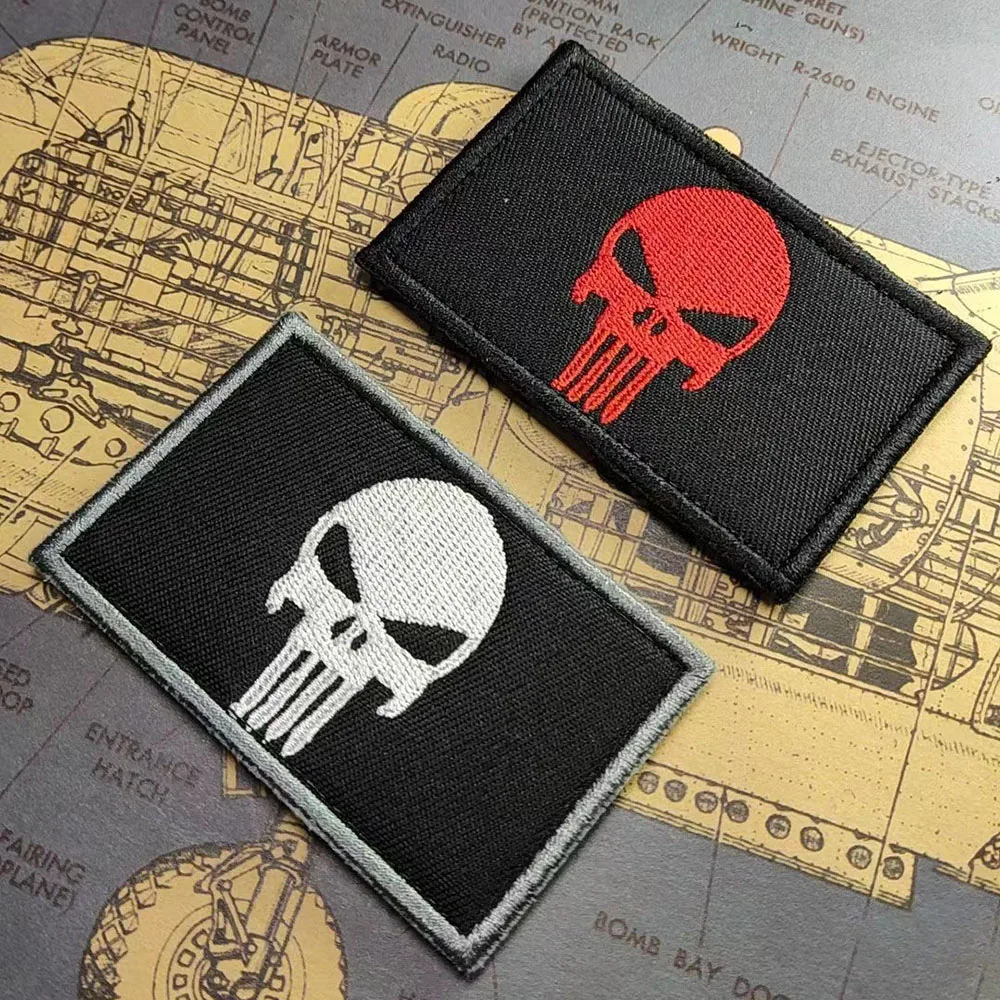 

Tactical Skull Punisher Patch Embroidered Badge Military Armband Patches for Clothing Backpacks Sticker Hook and Loop Appliques