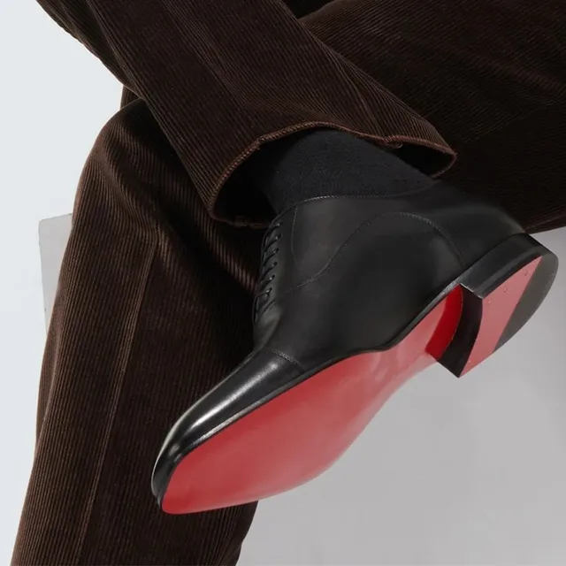 Red Sole Men Derby Shoes Brown Black Lace-up Round Toe Wedding Shoes Men Shoes Free Shipping Men Dress Shoes Zapatos De Hombre 4
